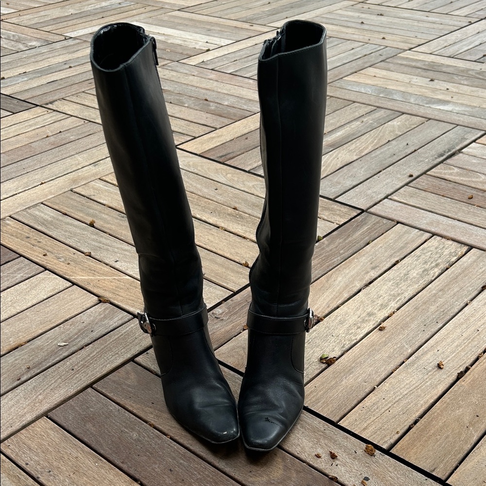 Black Knee-High Leather Boots